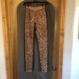 Rose gold bcbg maxazria sequin leggings